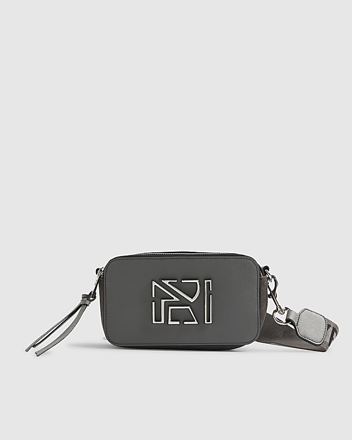 Grey Branded Cross Body Bag