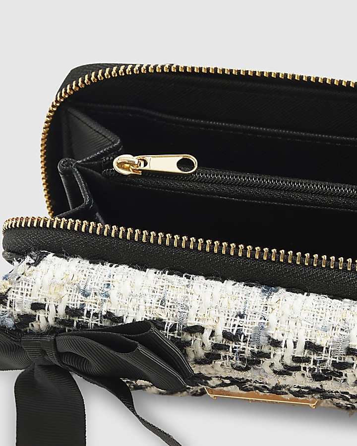 Cream Boucle Zip Around Purse