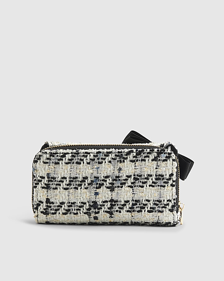 Cream Boucle Zip Around Purse