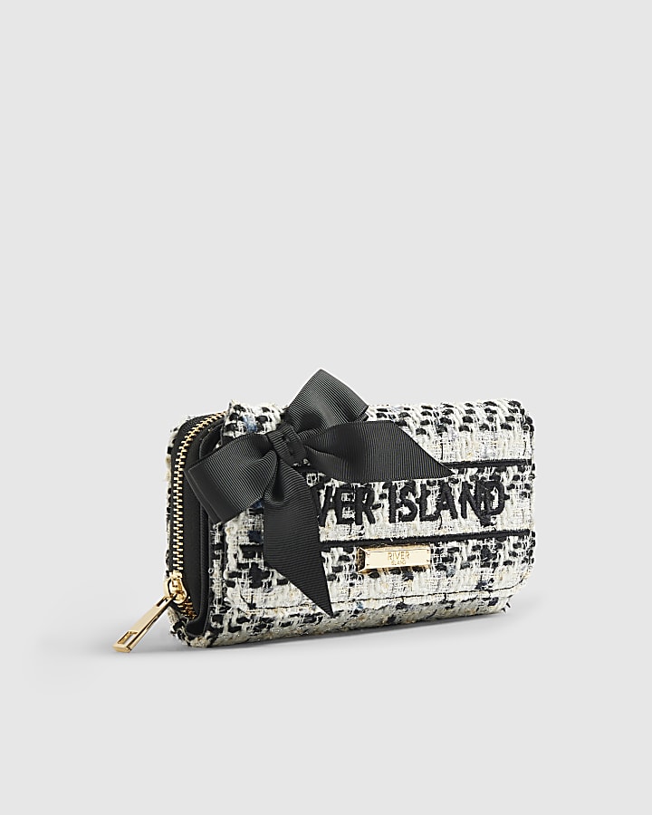 Cream Boucle Zip Around Purse