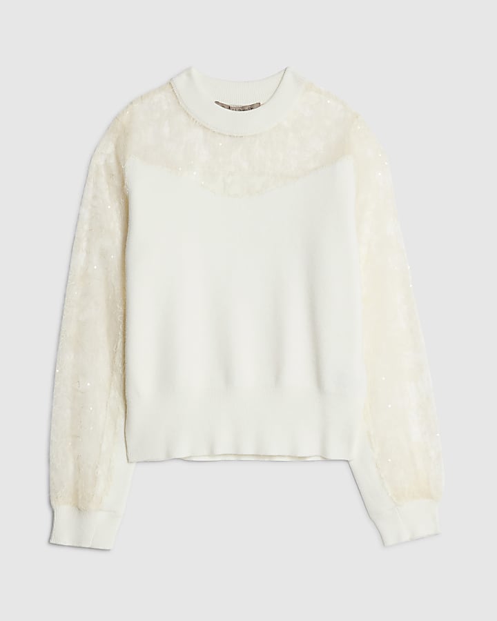 White Lace Insert Hybrid Jumper