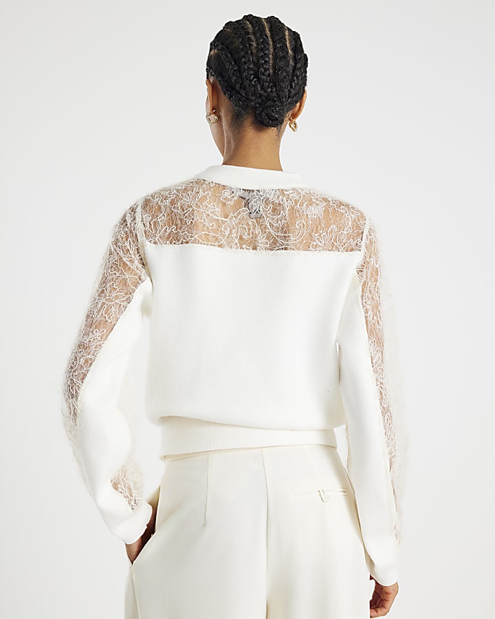 White Lace Insert Hybrid Jumper