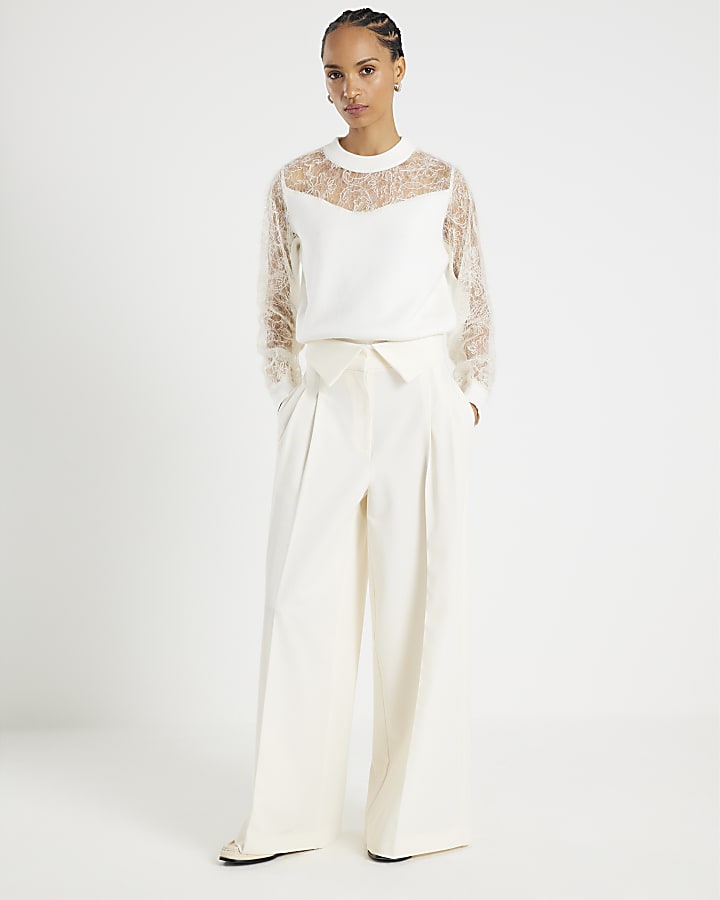 White Lace Insert Hybrid Jumper