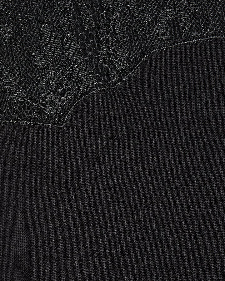 Black Lace Mix Hybrid Long Sleeve Top