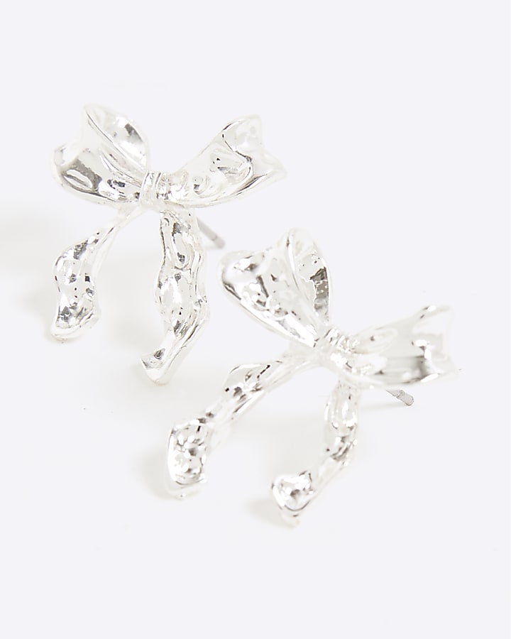 Silver Bow Stud earrings