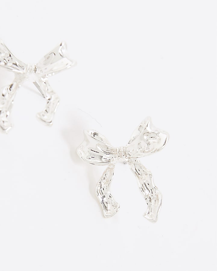 Silver Bow Stud earrings