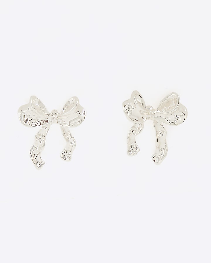 Silver Bow Stud earrings