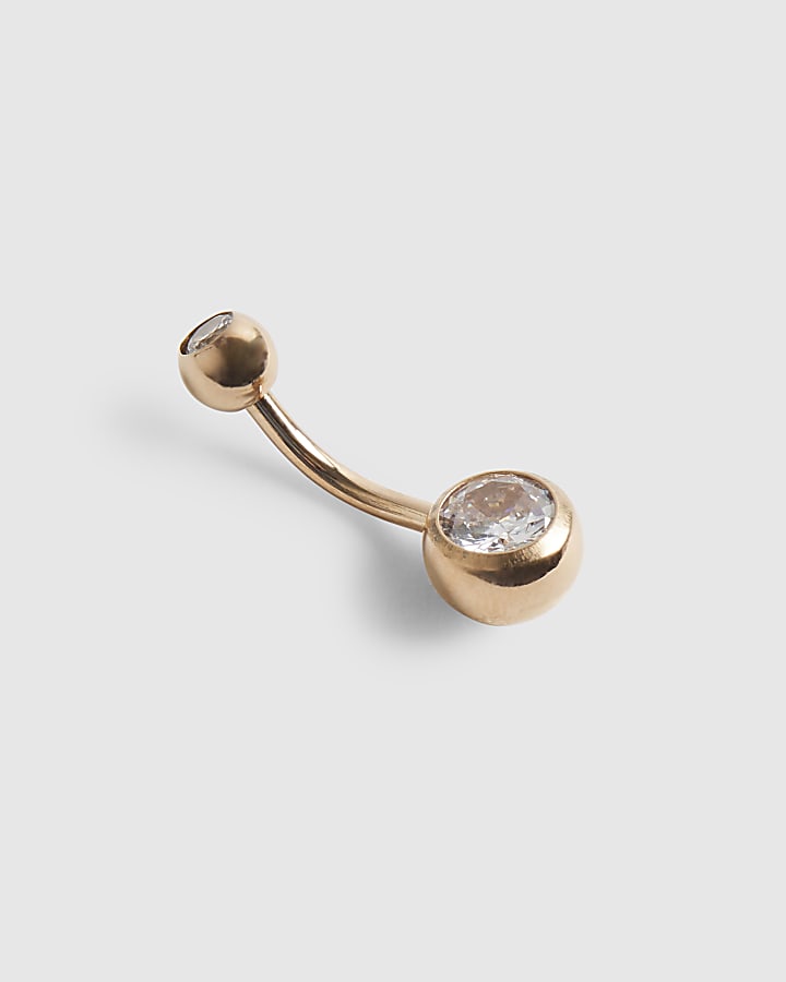 Rose Gold Diamond Simulant Belly Bar