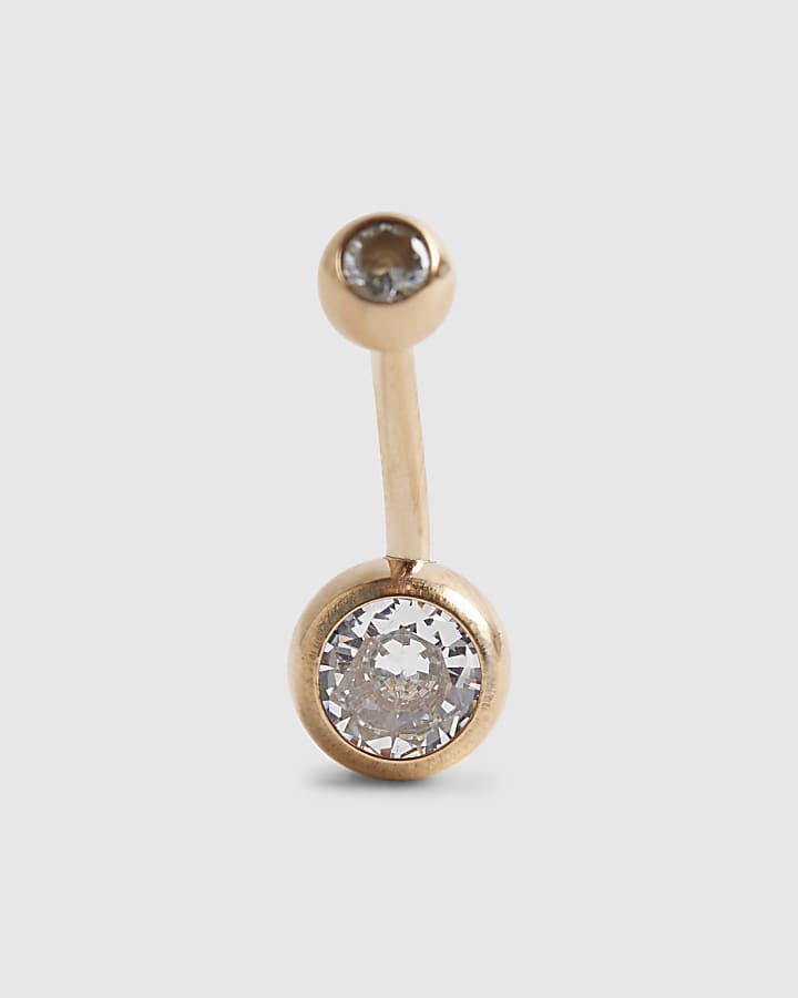 Rose Gold Diamond Simulant Belly Bar