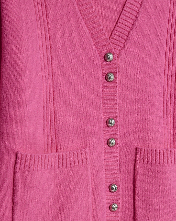 Pink Knitted Long Sleeve Cardigan