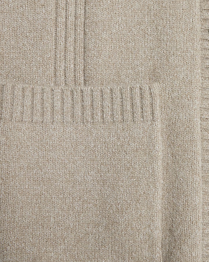 Brown Knitted Long Sleeve Cardigan