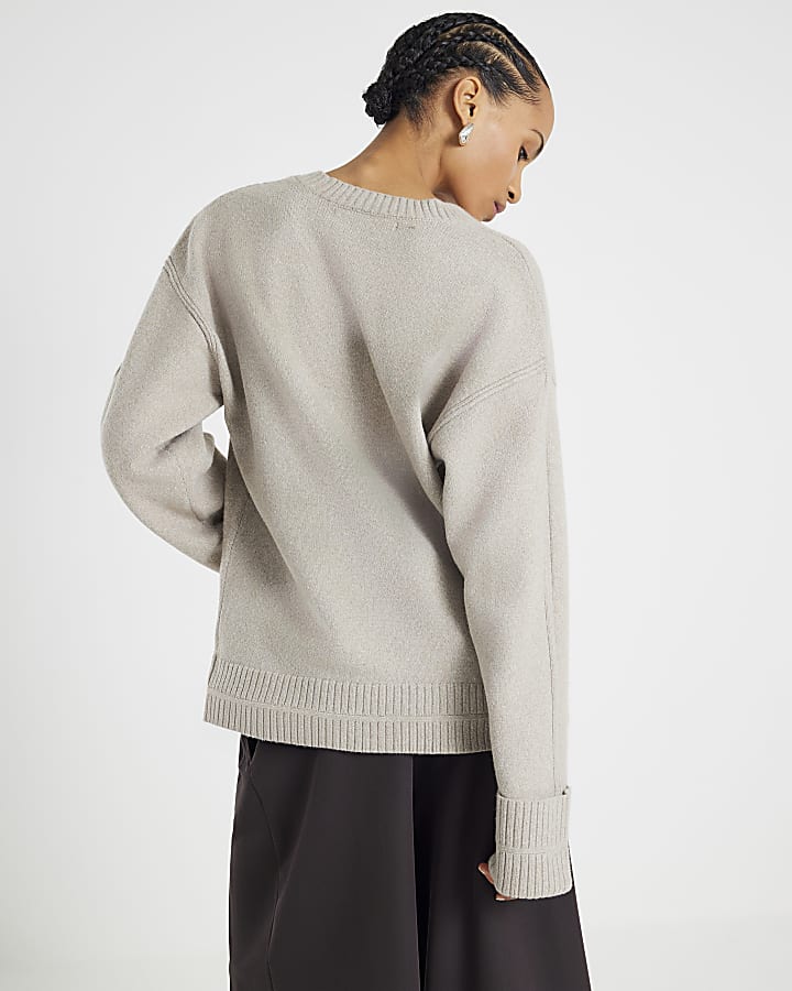Brown Knitted Long Sleeve Cardigan