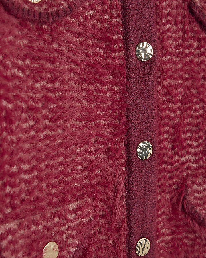 Red Boucle cardigan
