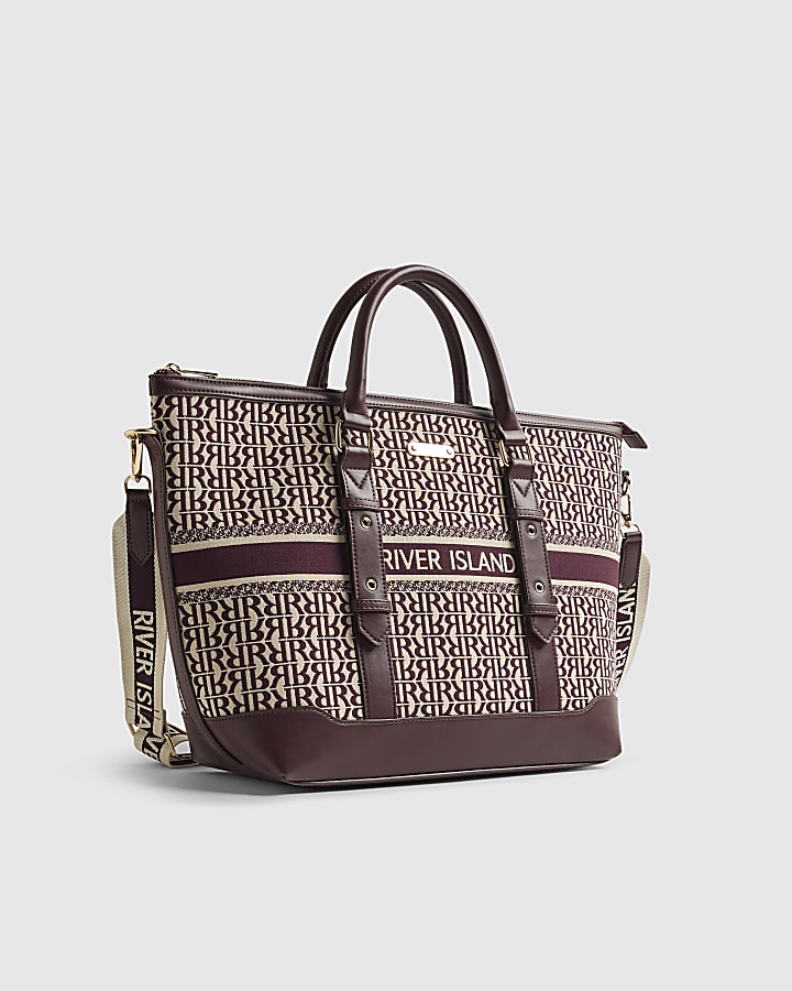 Red Monogram Jacquard Travel Holdall Bag