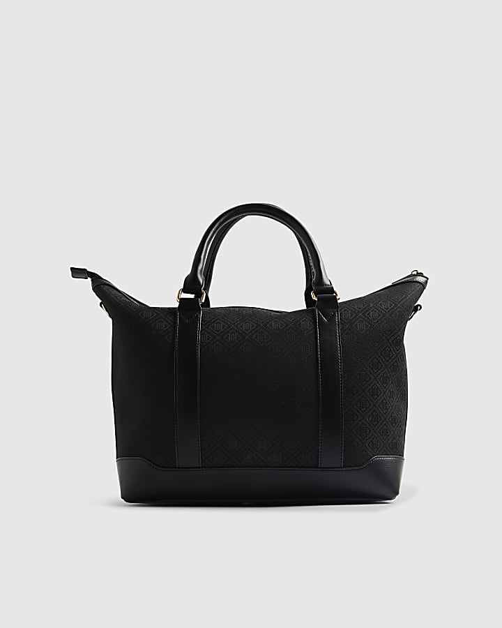 Black Monogram Jacquard Travel Holdall Bag