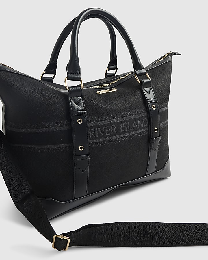 Black Monogram Jacquard Travel Holdall Bag