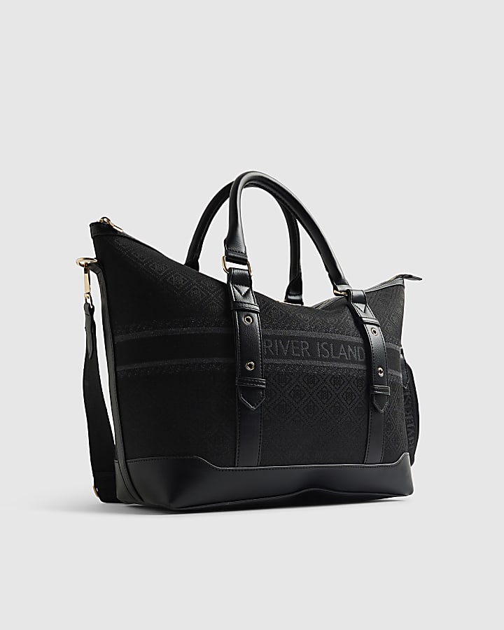 Black Monogram Jacquard Travel Holdall Bag