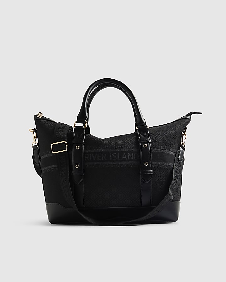Black Monogram Jacquard Travel Holdall Bag
