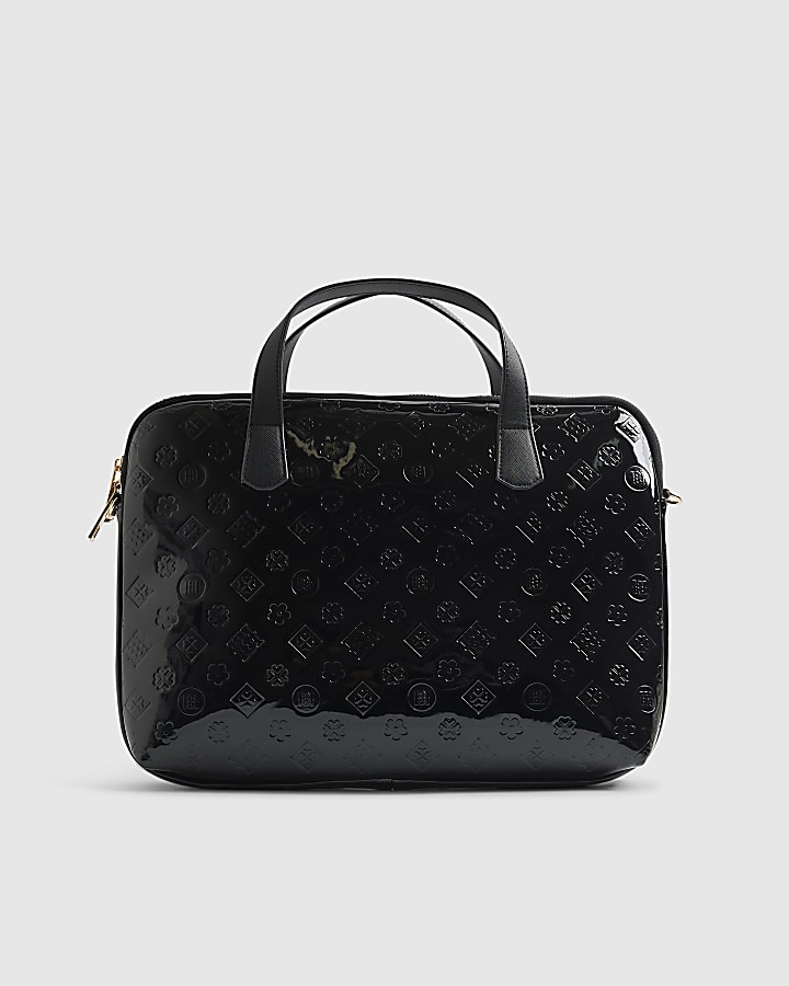 Black Patent Monogram Laptop Case