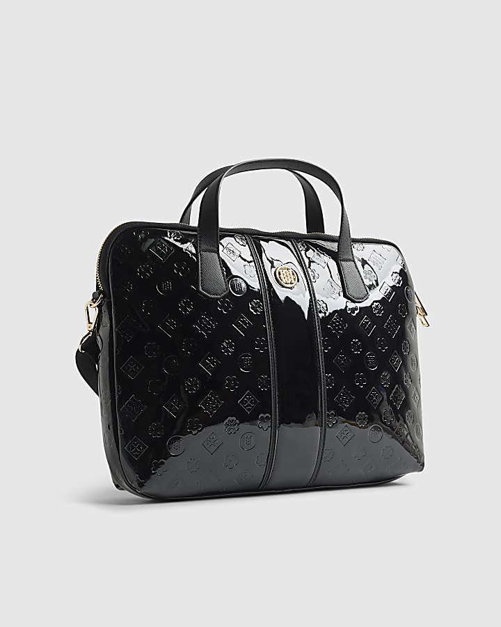 Black Patent Monogram Laptop Case
