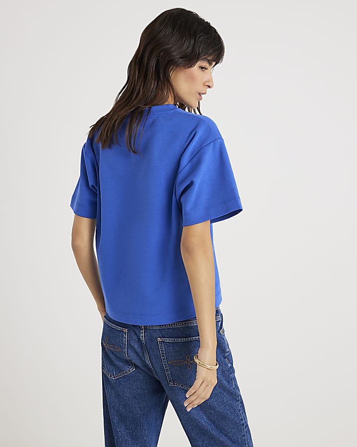 Blue Short Sleeve Boxy T-shirt