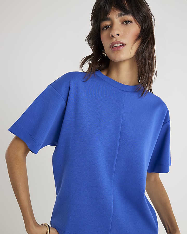 Blue Short Sleeve Boxy T-shirt
