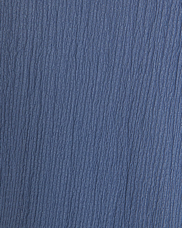 Blue Textured Drape Midi Dress