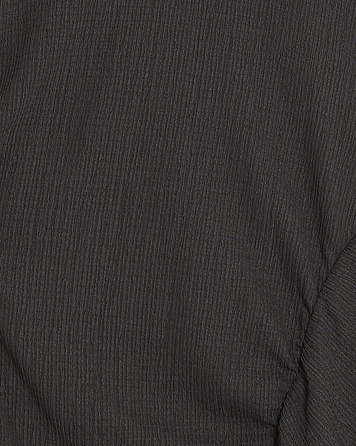 Grey Textured Drape Midi Dress