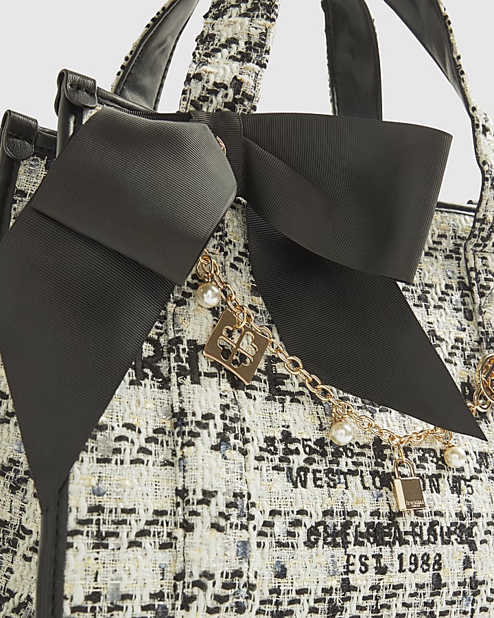 Cream Boucle Embroidered Tote Bag