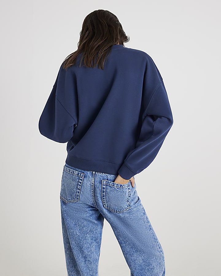 Navy Long Sleeve Milano Pearl Sweatshirt