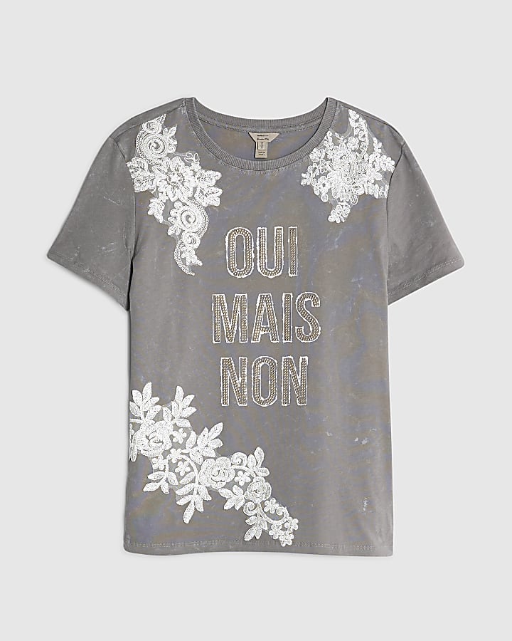 Grey Short Sleeve Oui Mais Non T-shirt