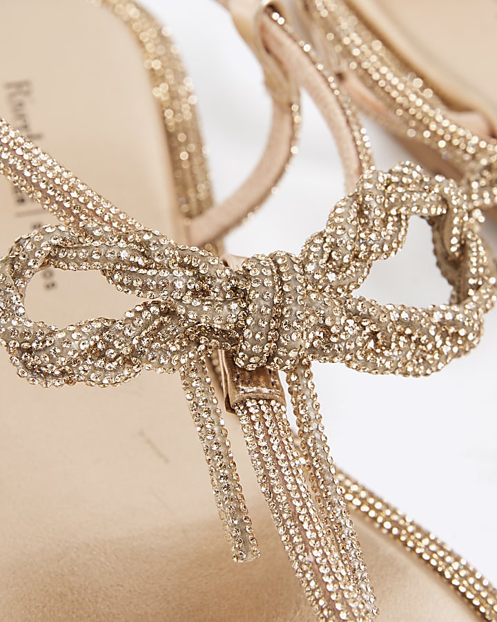 Rose Gold Embellished Bow Toepost Sandal