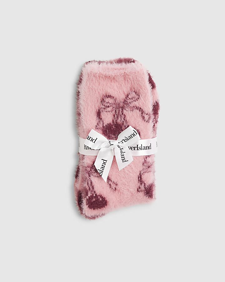 Pink Fluffy Cherry 2 Pack Socks