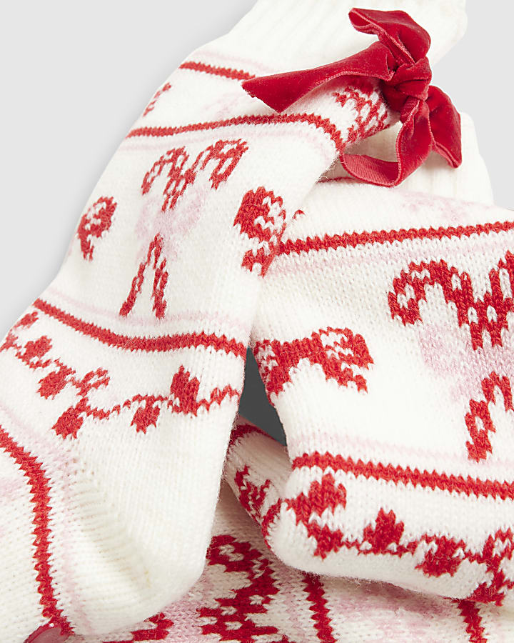 Cream Christmas Slipper Socks