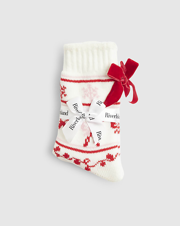 Cream Christmas Slipper Socks