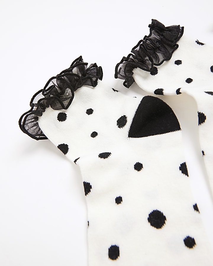Black Polka Dot Frill Socks pack of 2