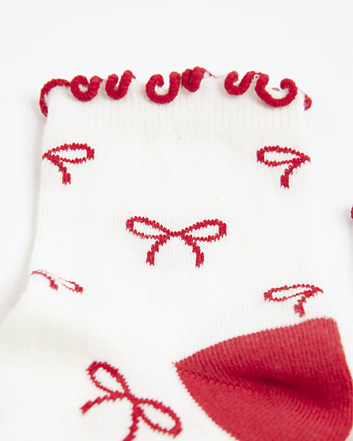 Pink 2 Pack Bow And Gingerbread Socks