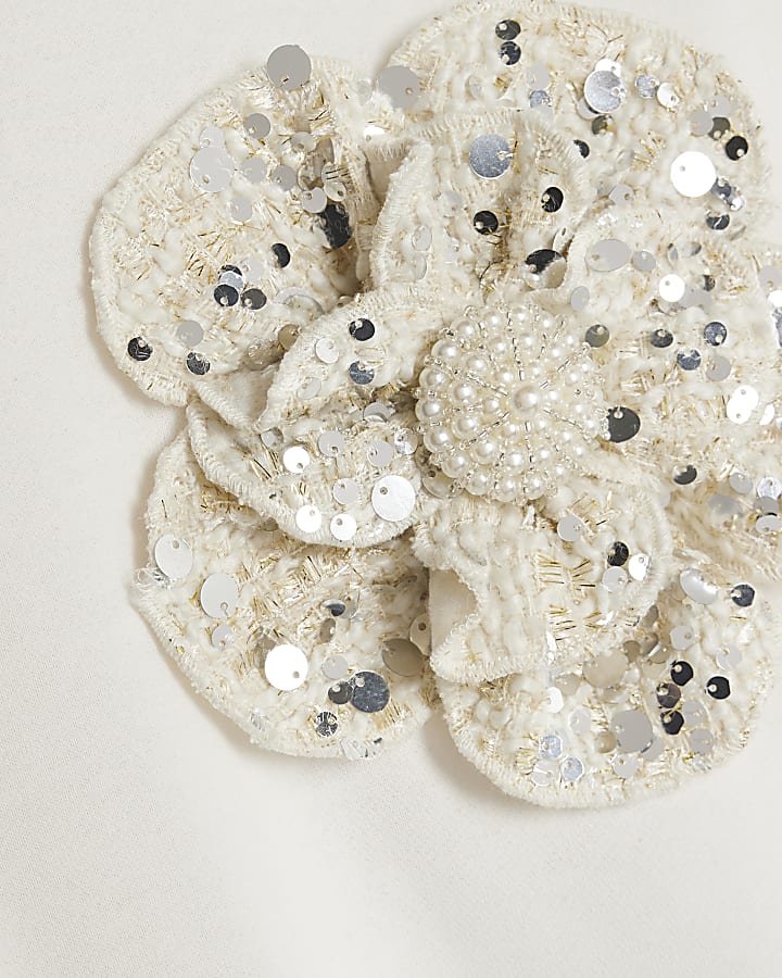 Cream Boucle Trim Sweatshirt