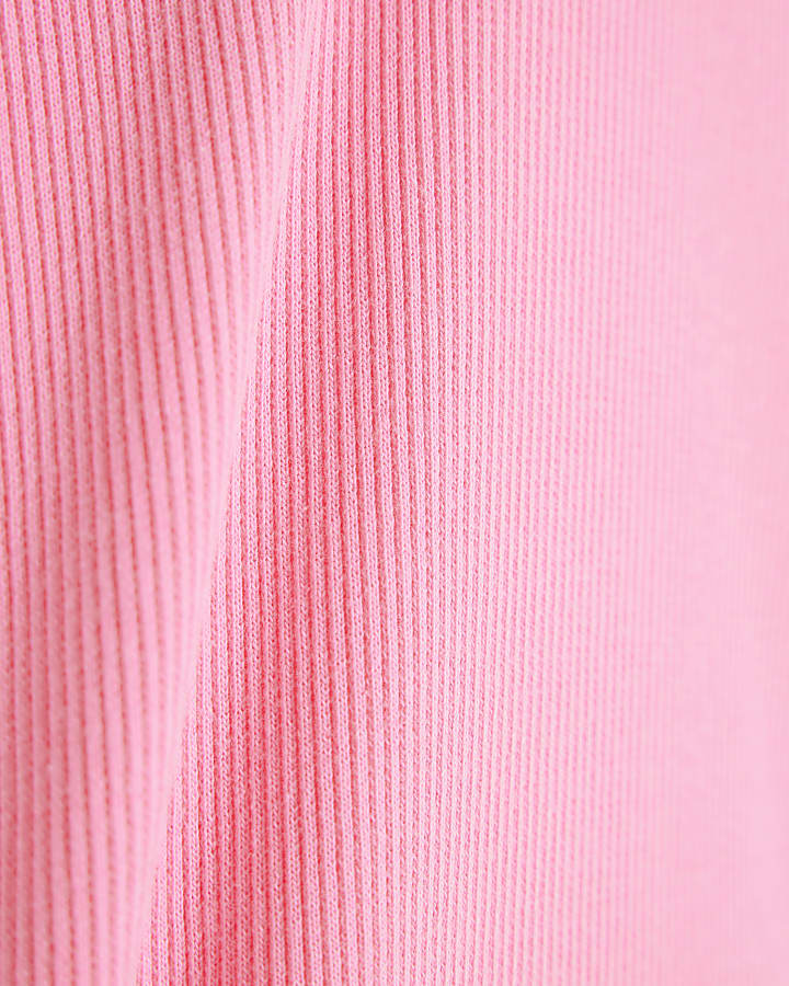 Pink Sleeveless Ribbed Tank Top