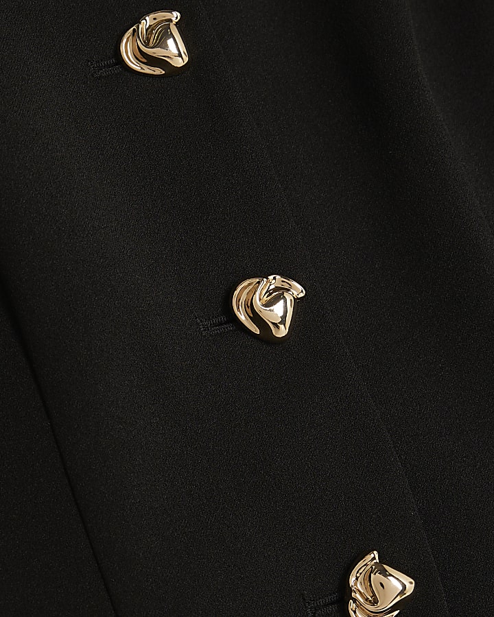 Black Long Sleeve Bardot Button Top