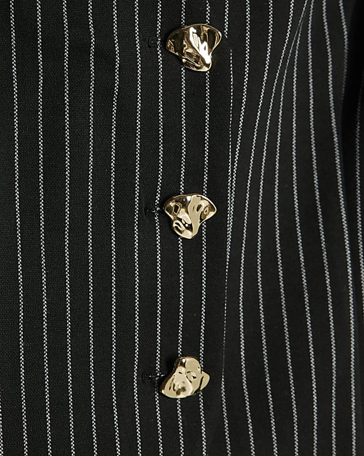 Navy Pinstripe Cocoon Sleeve Jacket