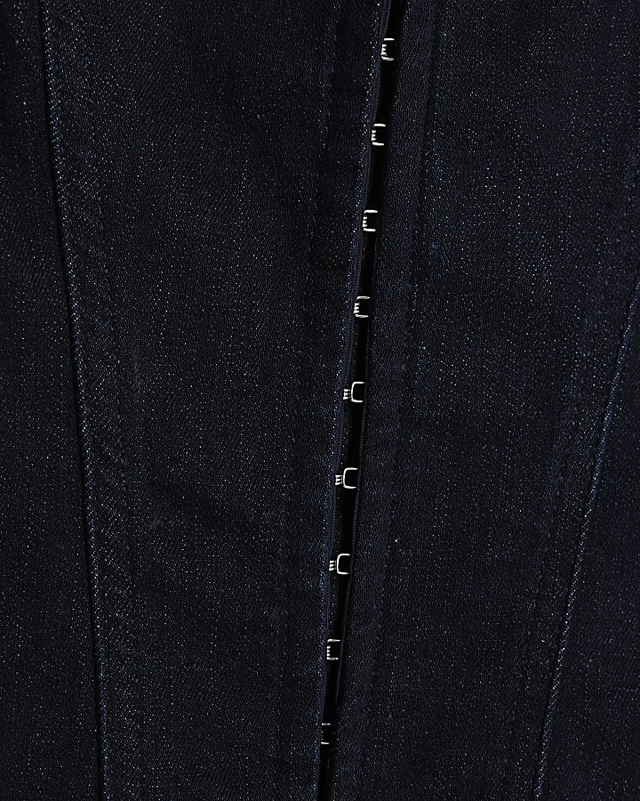 Blue Denim Sleeveless Corset Top