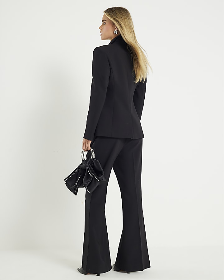 Petite Black Tux Straight Leg Trousers