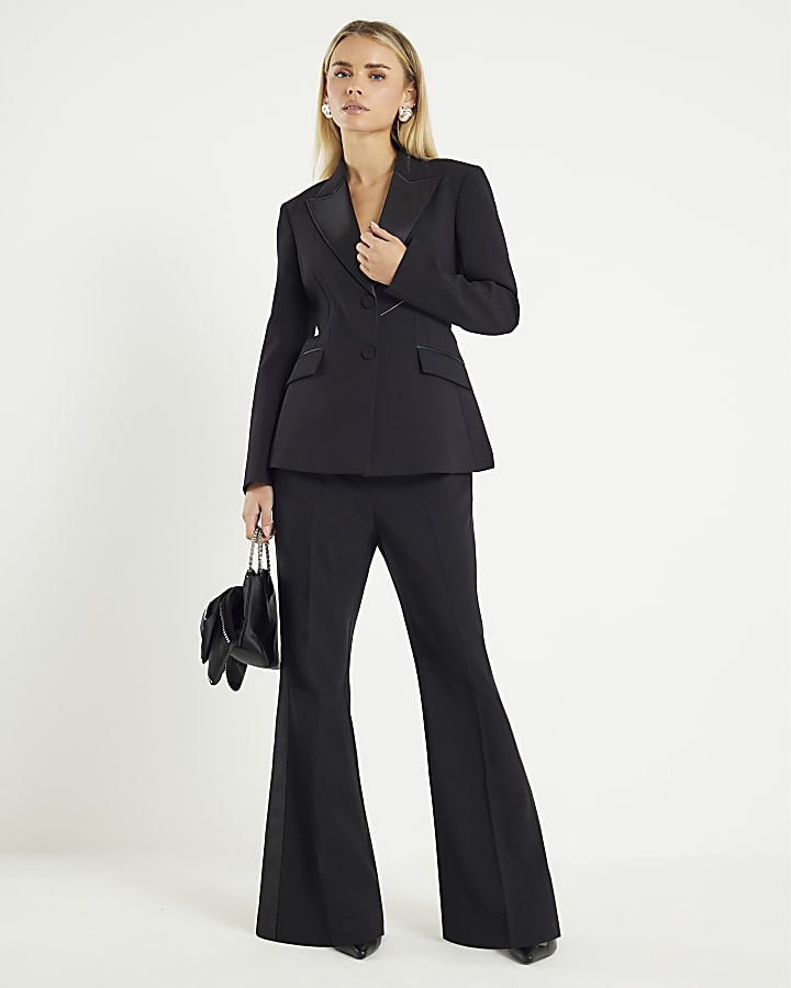 Petite Black Tux Straight Leg Trousers