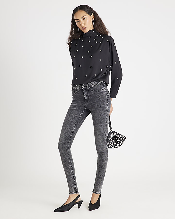 Black Mid Rise Sculpt Skinny Jeans