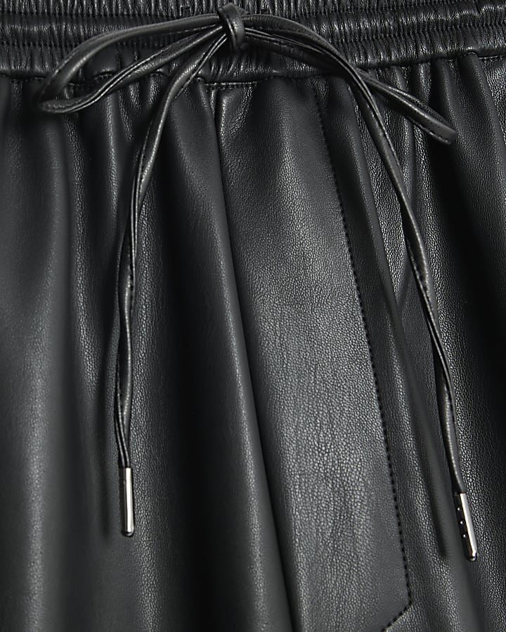 Black Faux Leather Elasticated Waist Trousers