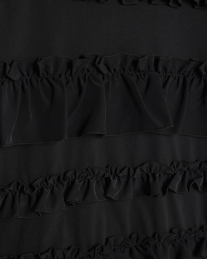 Black short sleeve Ruffle T-shirt