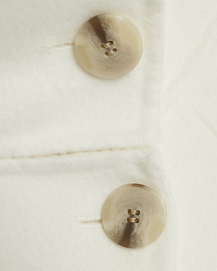 Cream Handmade wool blend Funnel Neck Coat