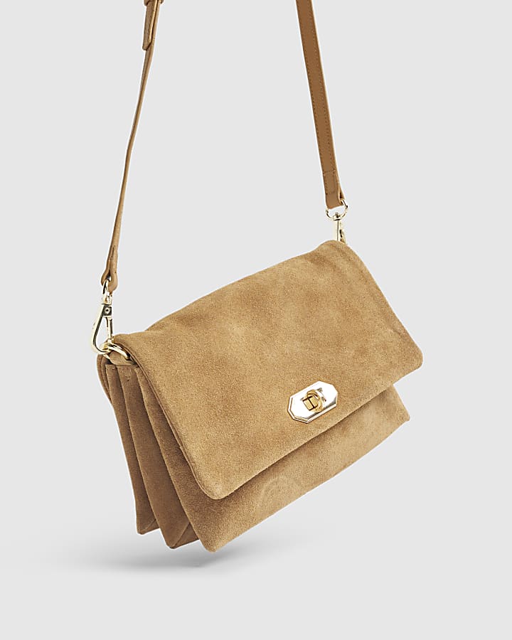 Brown Suede Cross Body Bag