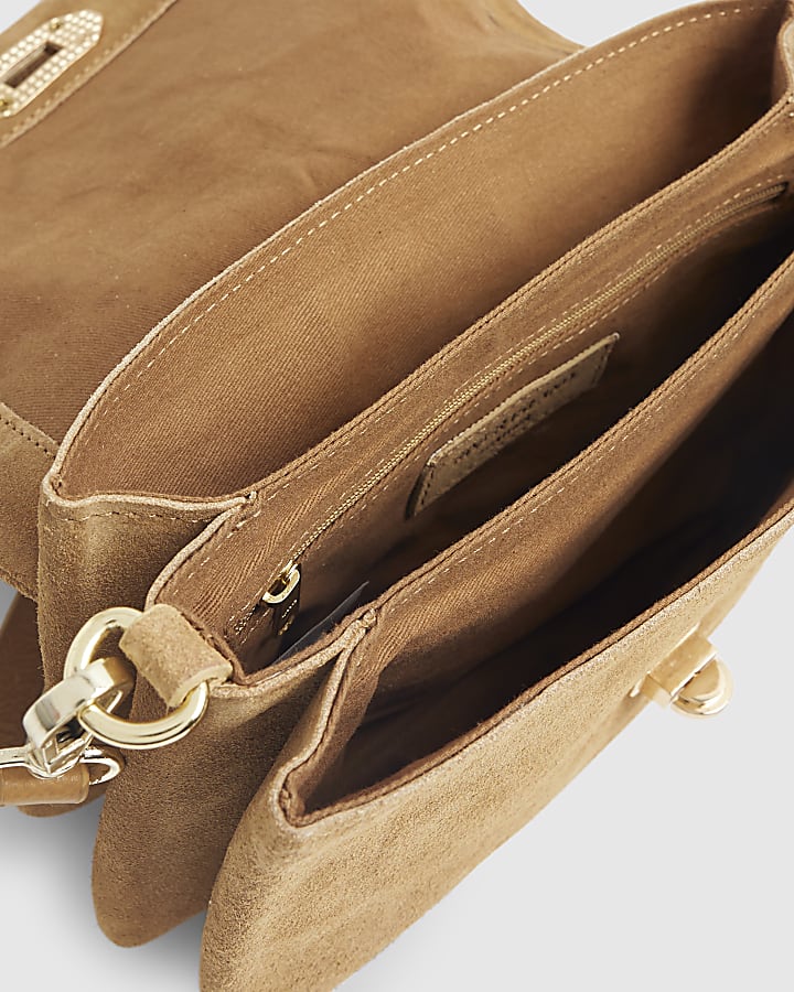 Brown Suede Cross Body Bag